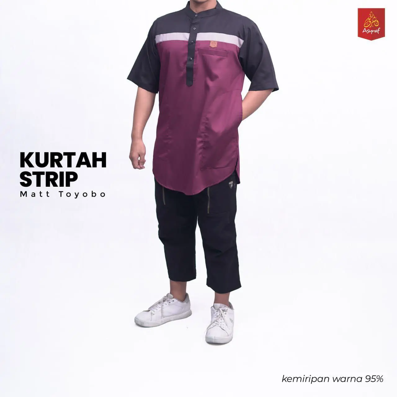 ASYRAF KURTAH GAMIS STRIP KOMBINASI