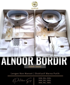 ALNOOR JUBAH SAUDI BORDIR PUTIH  MATT POLYSTER PREMIUM