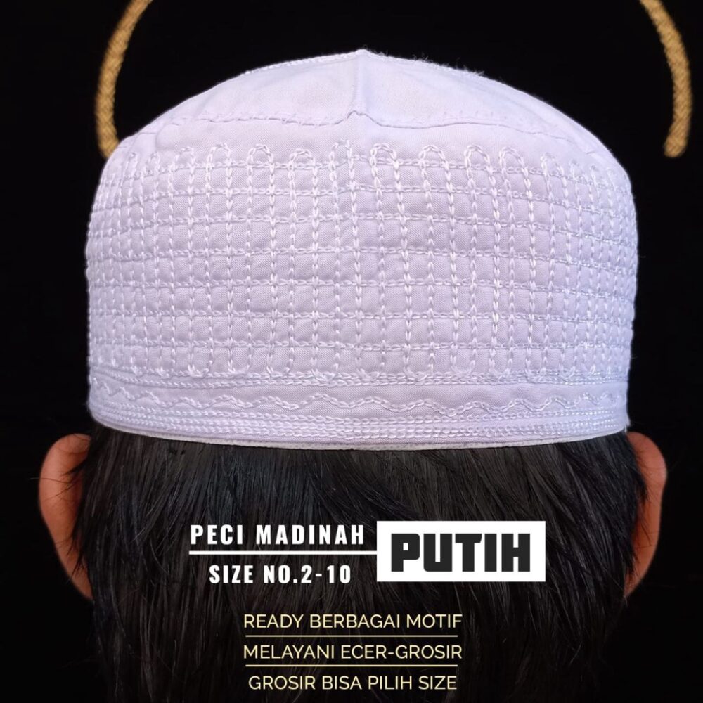 PECI MADINAH BORDIR PUTIH-HITAM-KOMBINASI - Gambar 5
