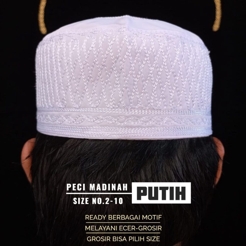 PECI MADINAH BORDIR PUTIH-HITAM-KOMBINASI - Gambar 7