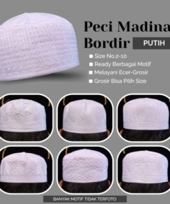 Alternative view of PECI MADINAH BORDIR PUTIH-HITAM-KOMBINASI