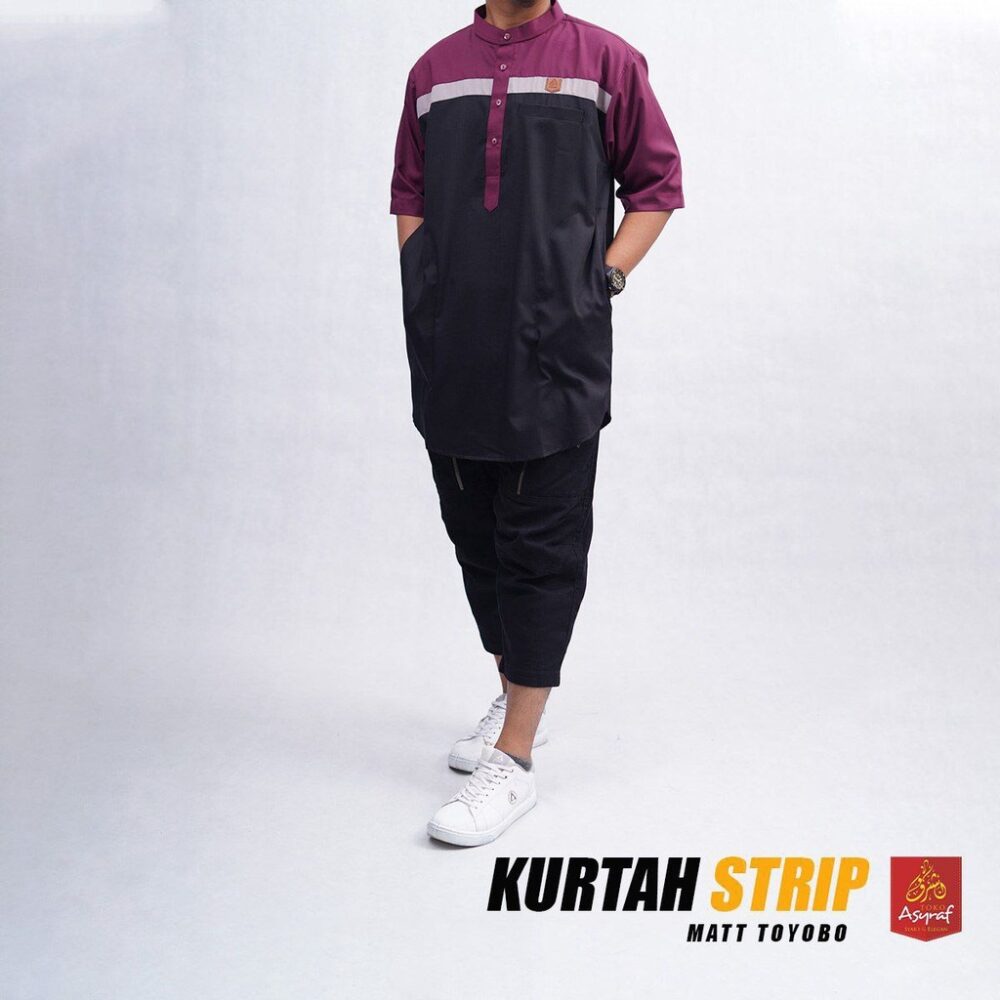 ASYRAF KURTAH GAMIS STRIP KOMBINASI - Gambar 3