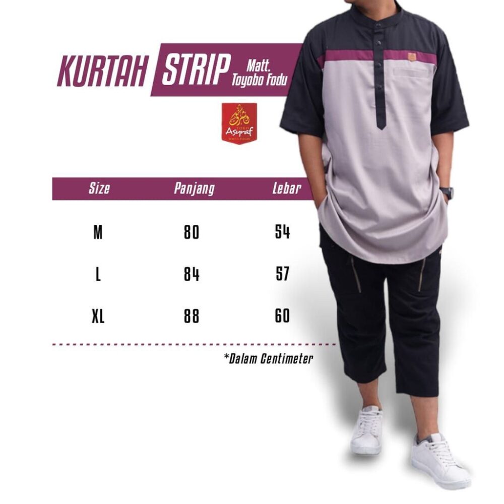 ASYRAF KURTAH GAMIS STRIP KOMBINASI - Gambar 2