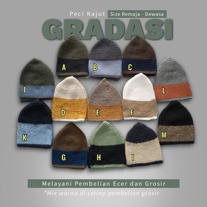 PECI KOPIAH RAJUT GRADASI REMAJA-DEWASA - Gambar 2