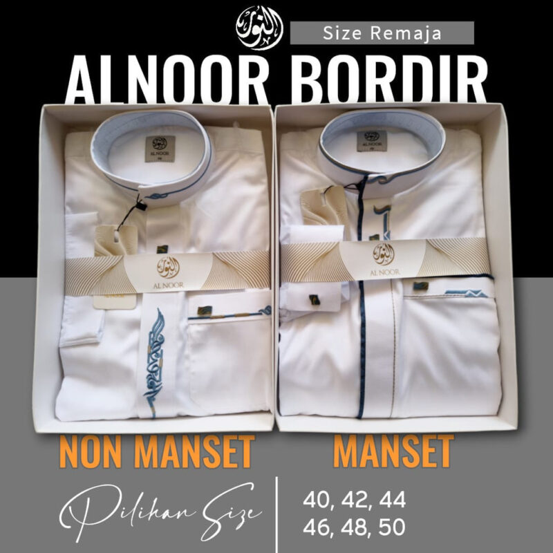 ALNOOR JUBAH SAUDI BORDIR PUTIH  MATT POLYSTER PREMIUM - Gambar 2