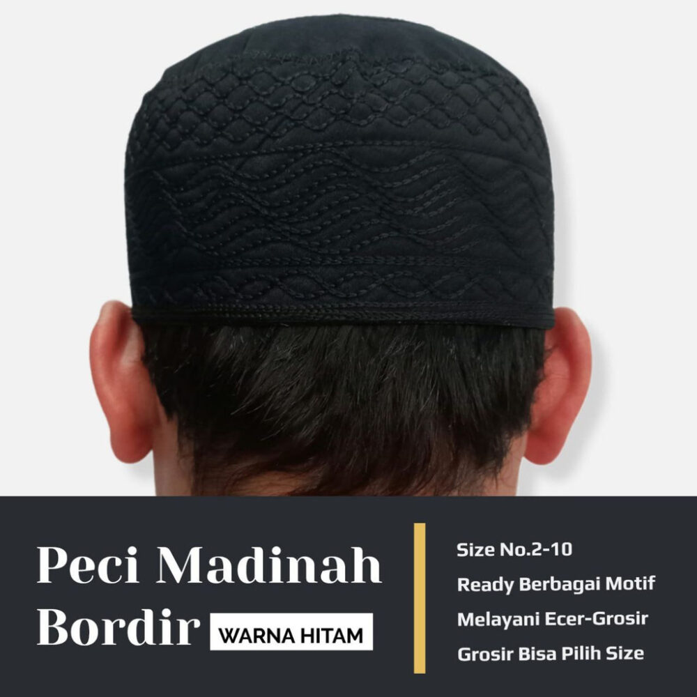 PECI MADINAH BORDIR PUTIH-HITAM-KOMBINASI - Gambar 3