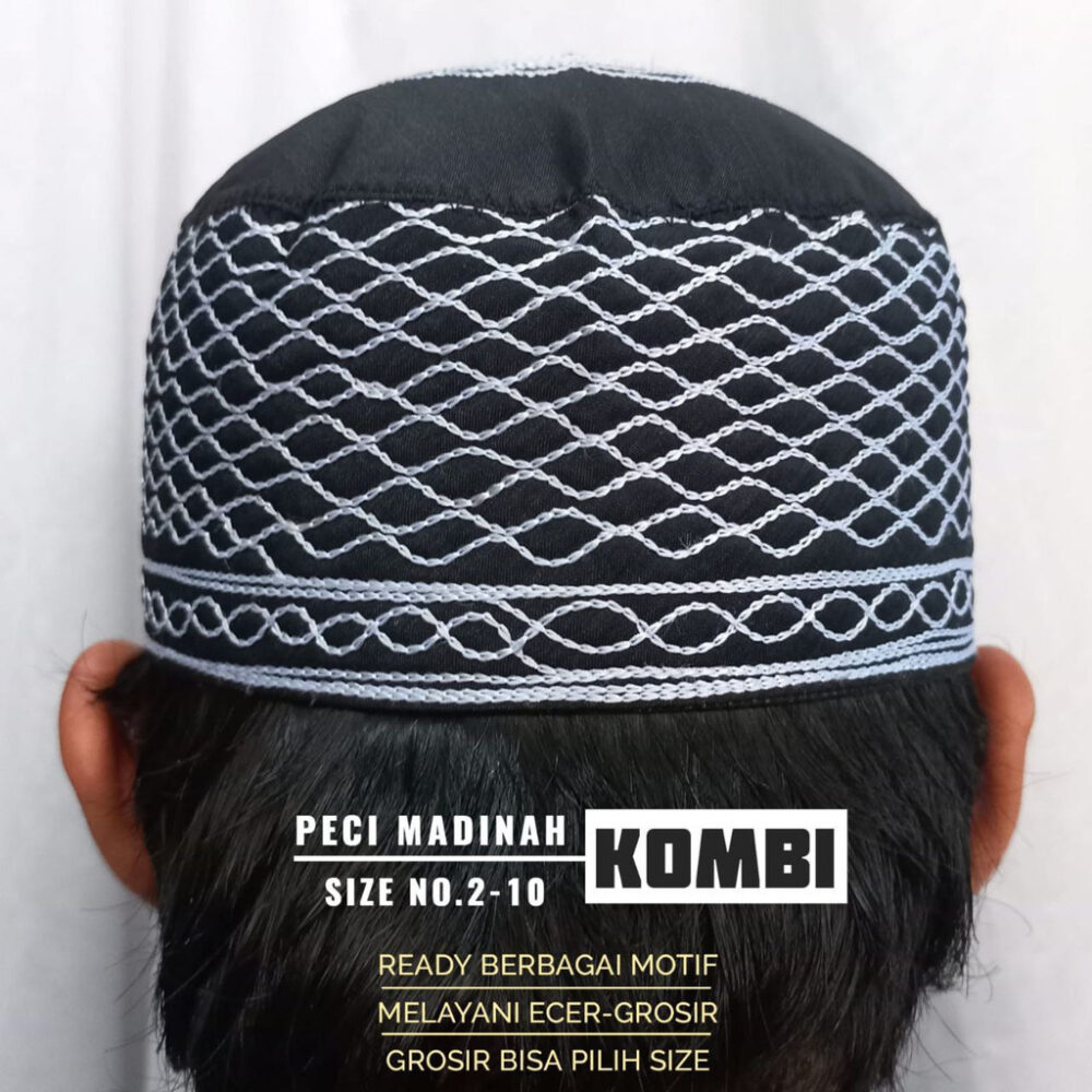 PECI MADINAH BORDIR PUTIH-HITAM-KOMBINASI - Gambar 4