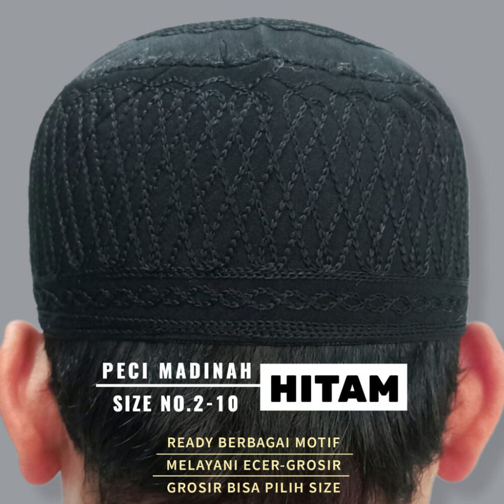 PECI MADINAH BORDIR PUTIH-HITAM-KOMBINASI - Gambar 9