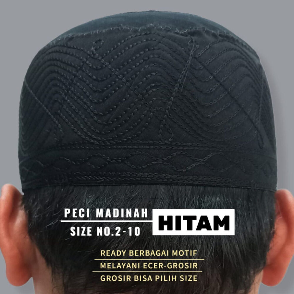 PECI MADINAH BORDIR PUTIH-HITAM-KOMBINASI - Gambar 8