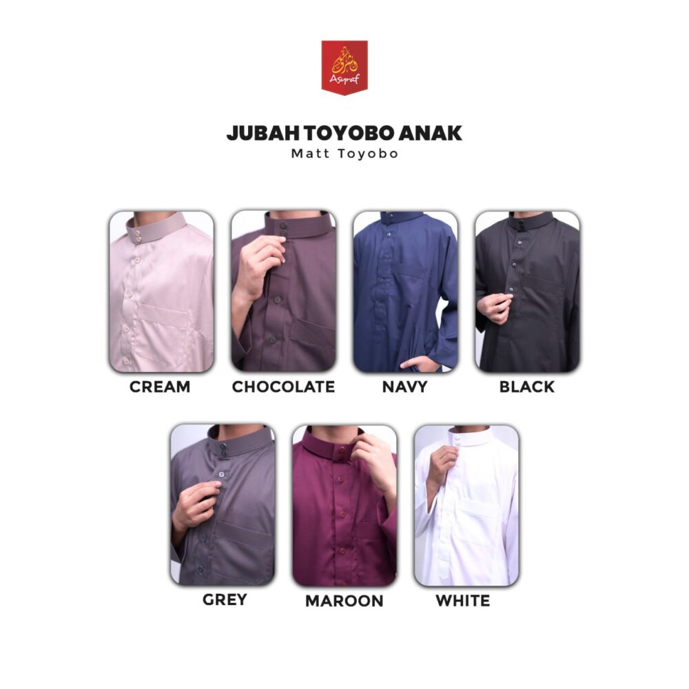 ASYRAF JUBAH SAUDI POLOS ANAK KERAH TEGAK - Gambar 8