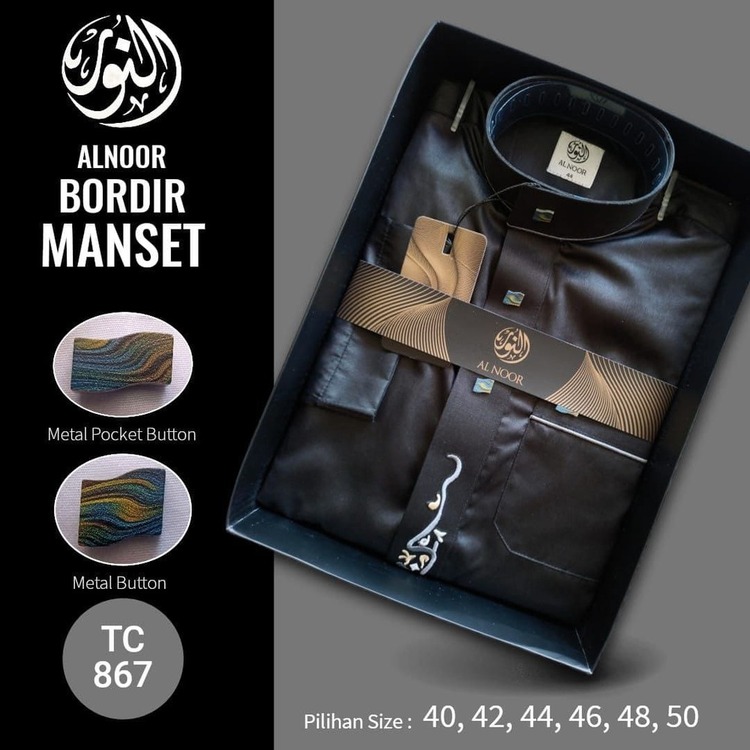 ALNOOR JUBAH BORDIR HITAM  NON MANSET REMAJA - Gambar 8