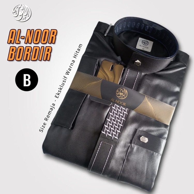 ALNOOR JUBAH BORDIR HITAM  NON MANSET REMAJA - Gambar 4