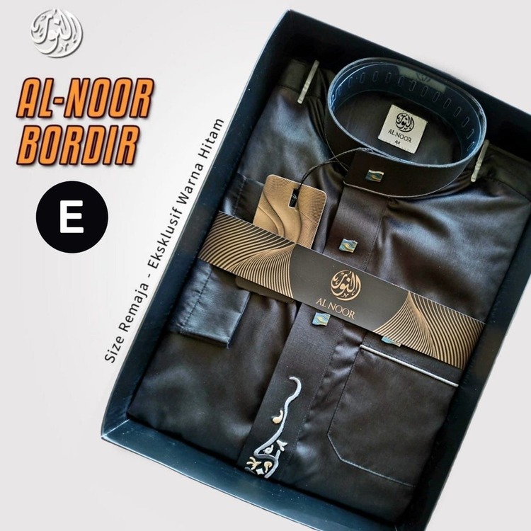 ALNOOR JUBAH BORDIR HITAM  NON MANSET REMAJA - Gambar 7
