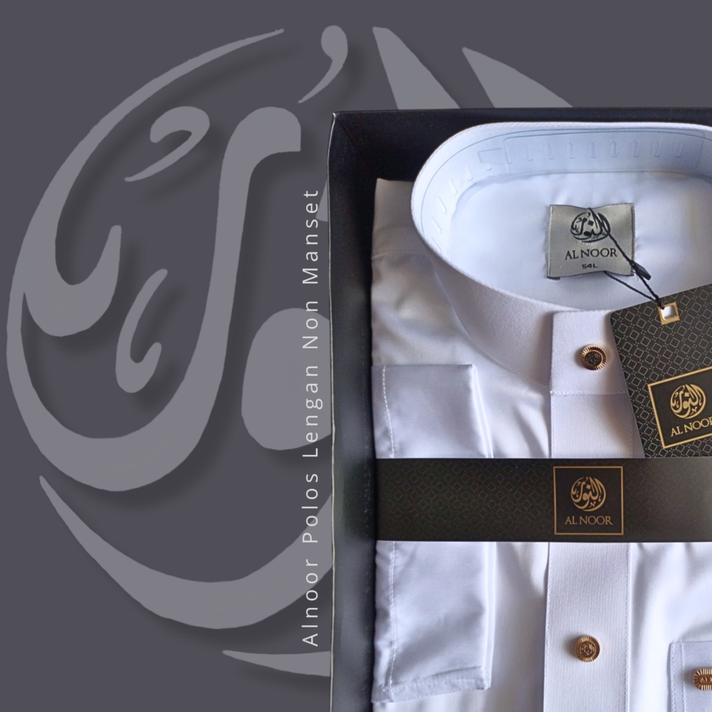 ALNOOR JUBAH POLOS NON MANSET PUTIH DEWASA