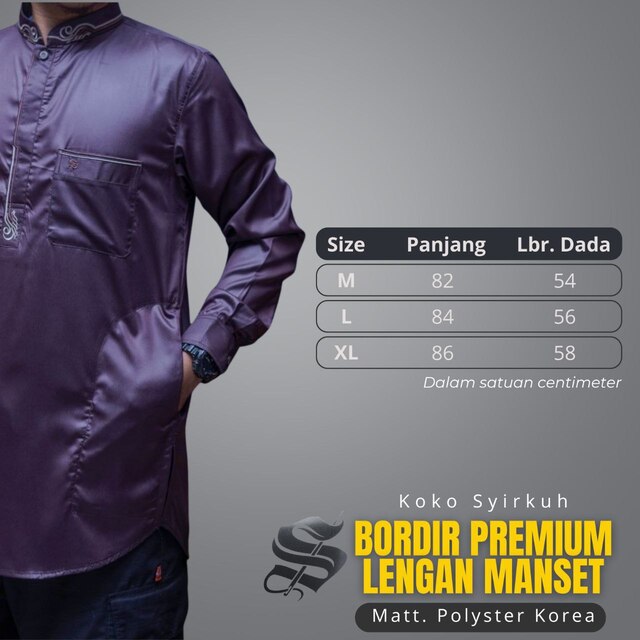 SYIRKUH KOKO BORDIR POLYSTER MANSET - Gambar 2