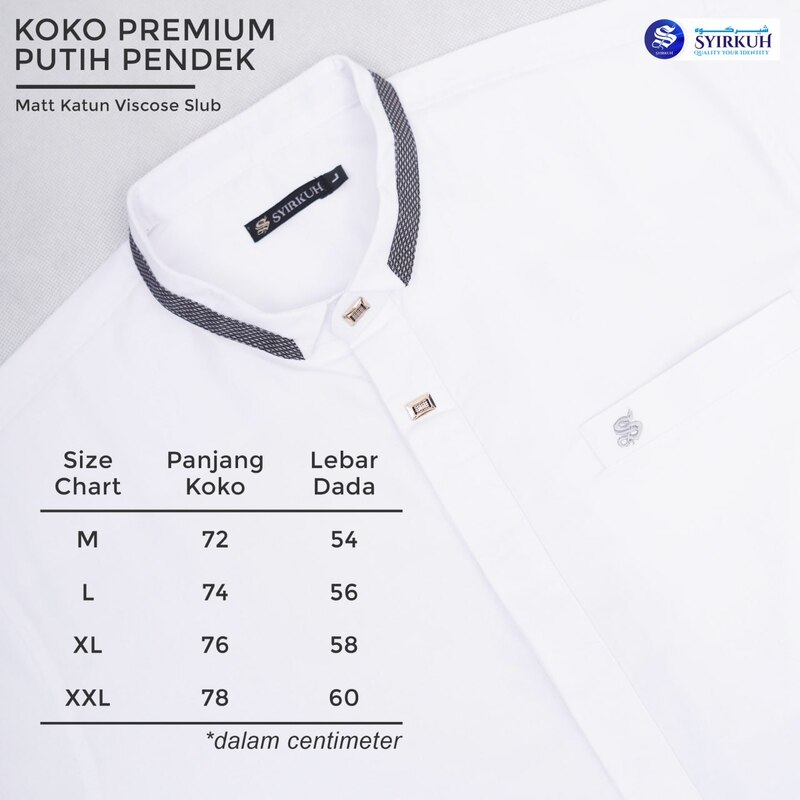 SYIRKUH KOKO PREMIUM PENDEK PUTIH DEWASA 01 - Gambar 2