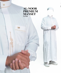 ALNOOR JUBAH BORDIR MANSET DEWASA PUTIH