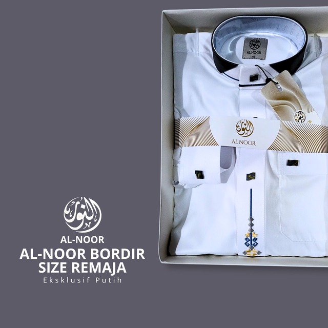 ALNOOR JUBAH PUTIH REMAJA BORDIR PREMIUM - Gambar 4