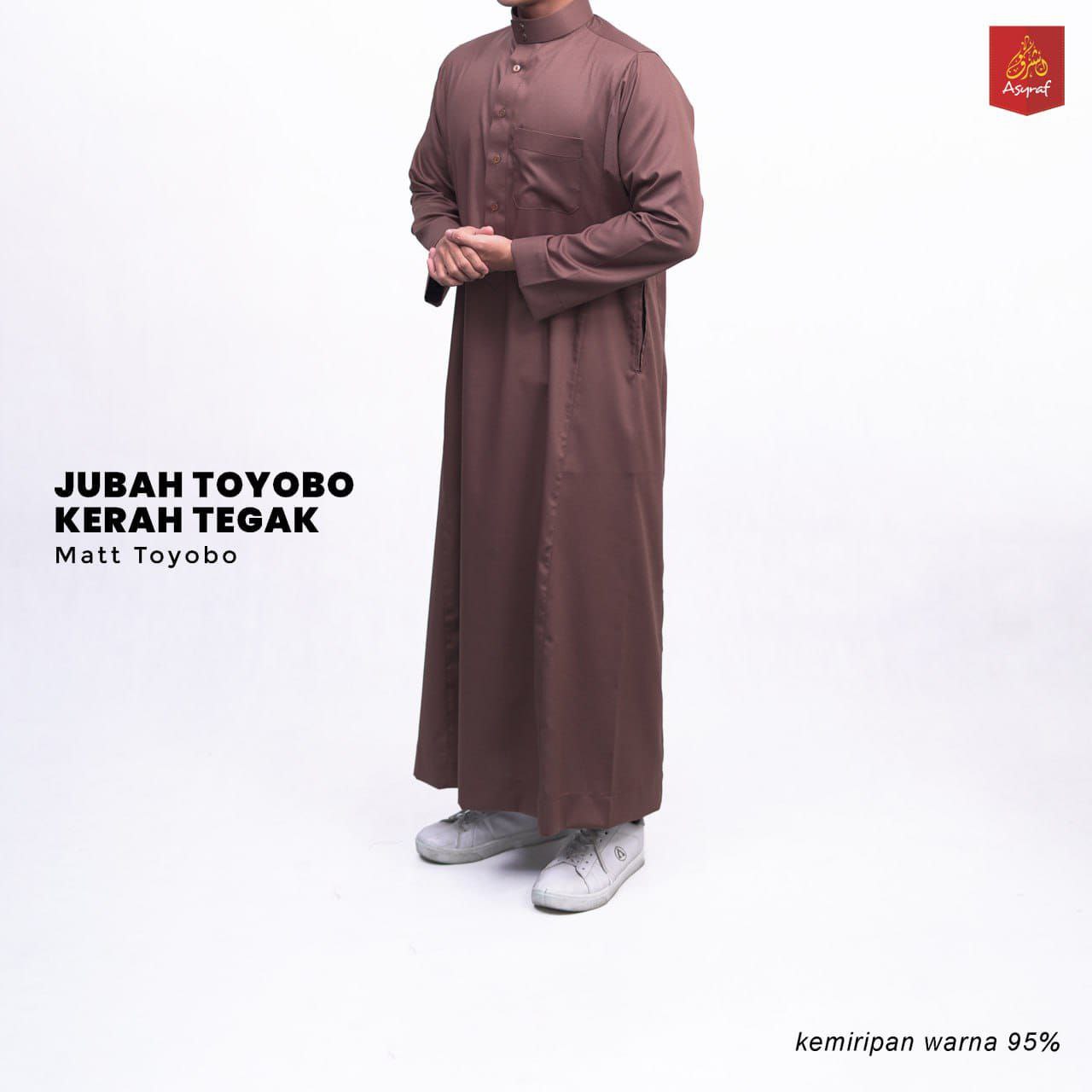 ASYRAF JUBAH SAUDI TOYOBO KERAH TEGAK POLOS DEWASA - Gambar 3