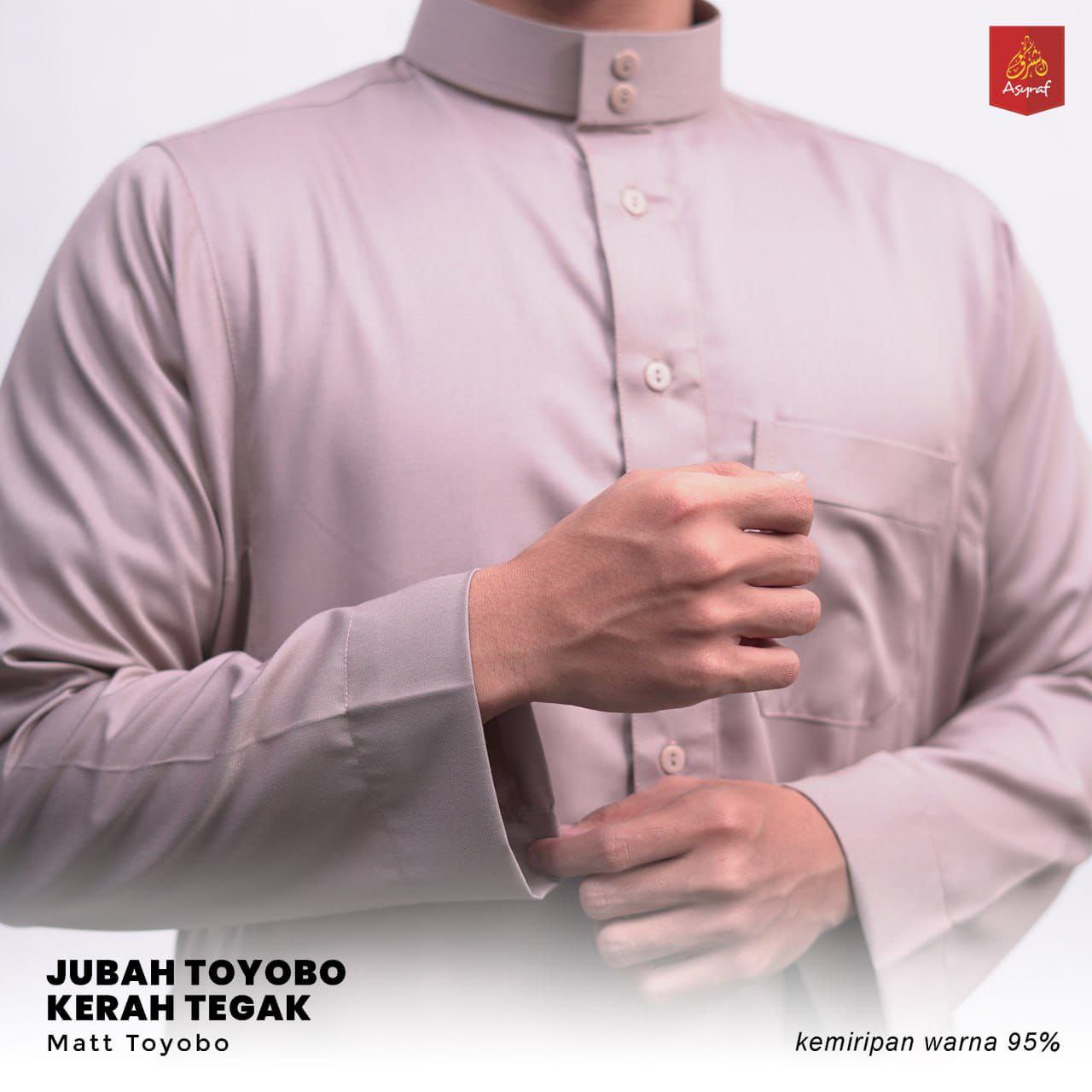 ASYRAF JUBAH SAUDI TOYOBO KERAH TEGAK POLOS DEWASA - Gambar 2