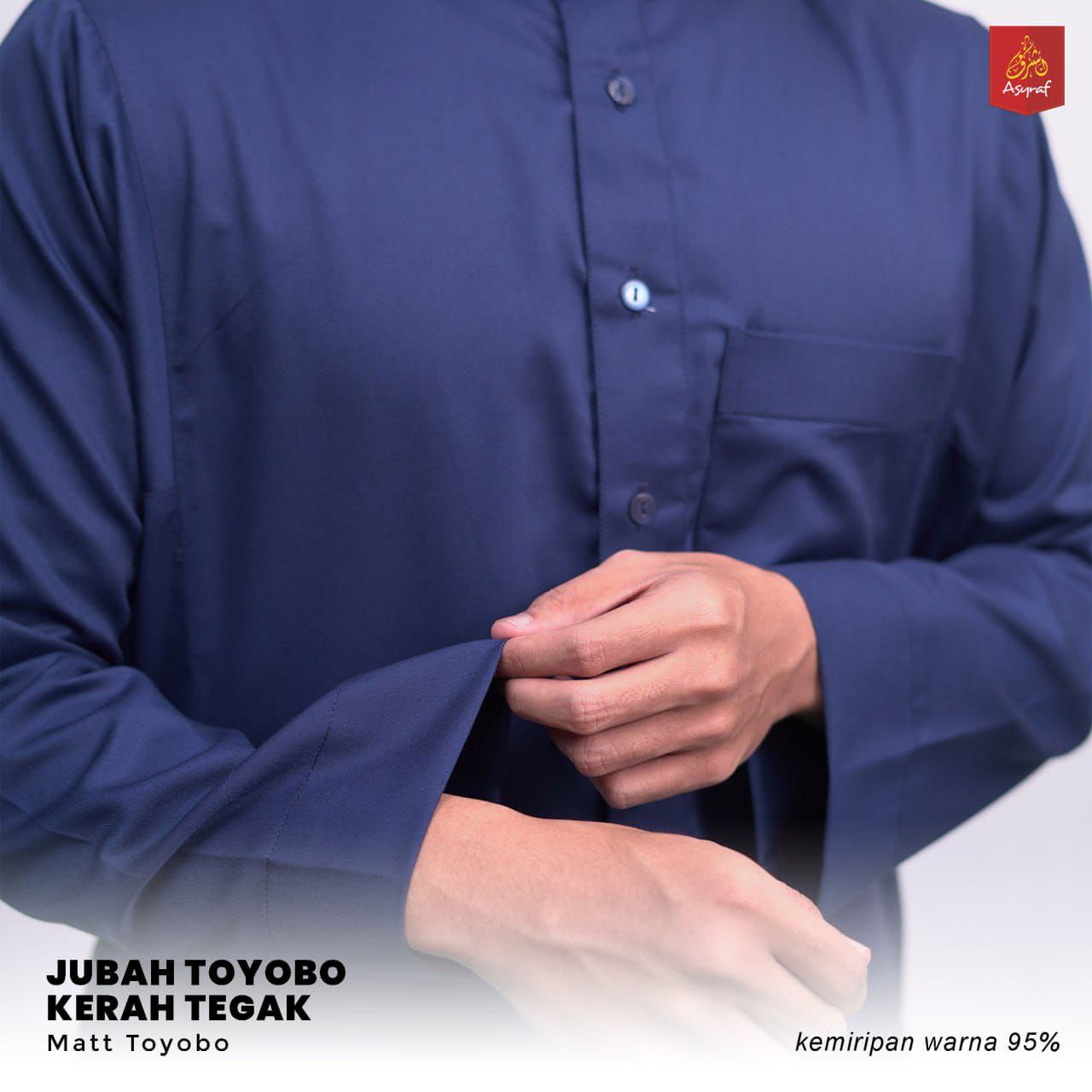 ASYRAF JUBAH SAUDI TOYOBO KERAH TEGAK POLOS DEWASA - Gambar 4
