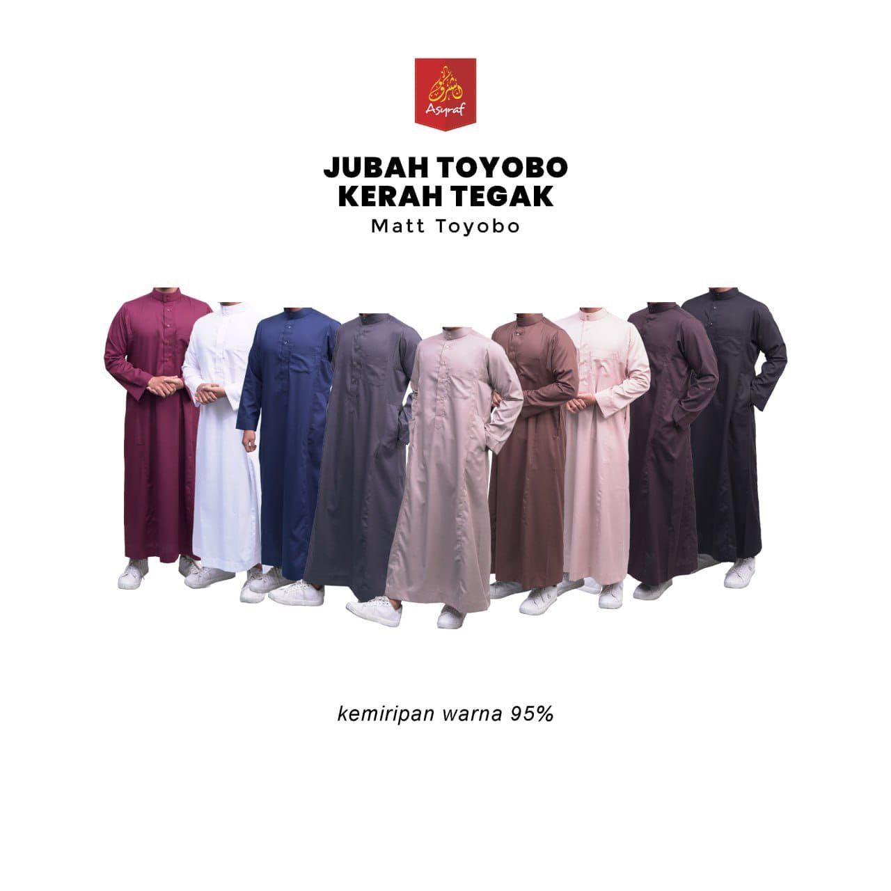 ASYRAF JUBAH SAUDI TOYOBO KERAH TEGAK POLOS DEWASA - Gambar 6